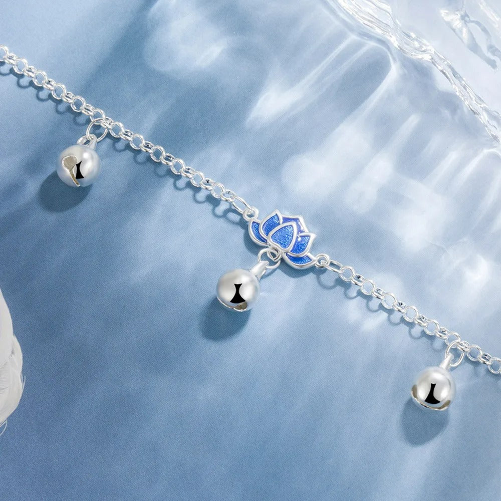 Bracelet Lotus Femme Bleu Breloques Et Harmonie