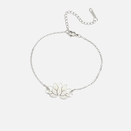 Bracelet Lotus Femme Fin En Acier Inoxydable Porte-Bonheur
