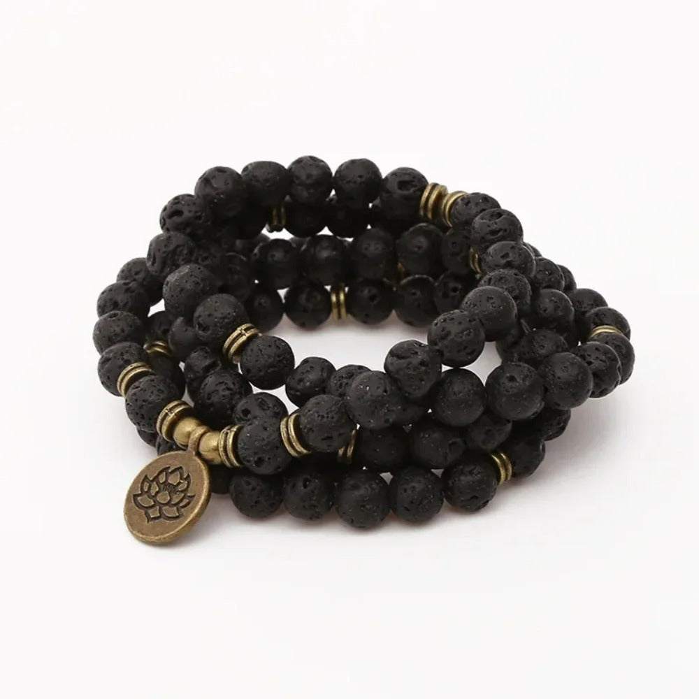Bracelet Lotus Homme Perles de Lave