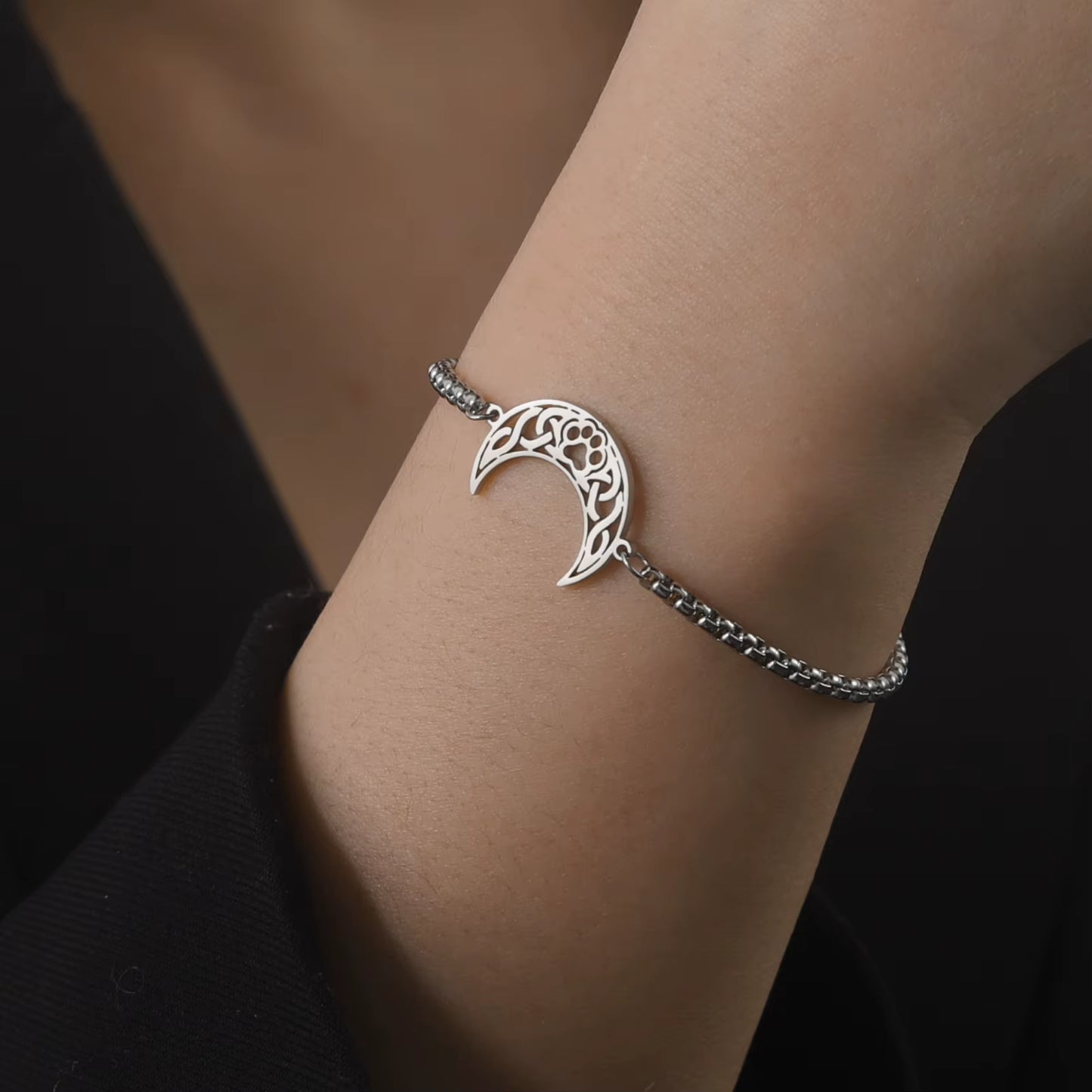 Bracelet Lune Croissant en Acier Inoxydable