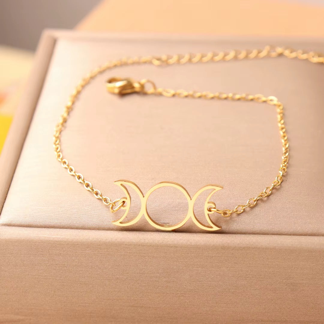 Bracelet Lune Maille Fine en Acier Inoxydable