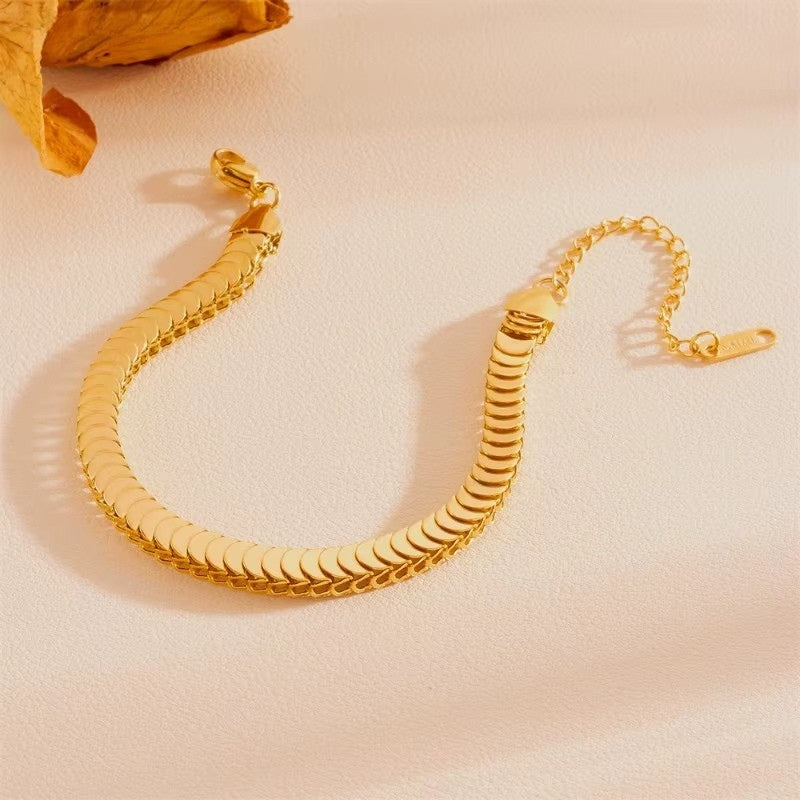 Bracelet Maille Écaille Doré en Acier Inoxydable