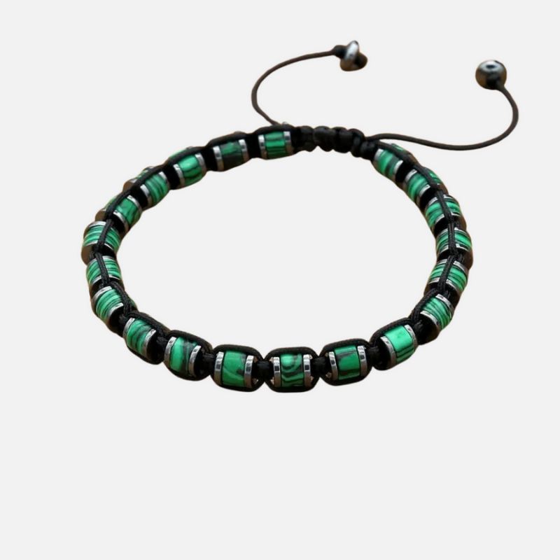 Bracelet Malachite Tissé à La Main