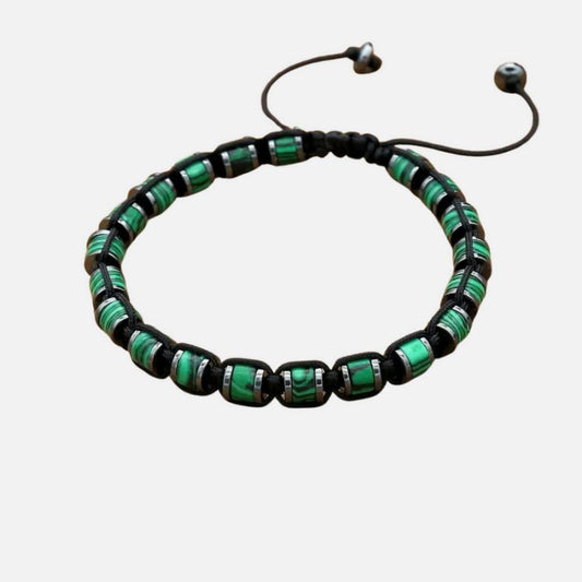 Bracelet Malachite Tissé à La Main