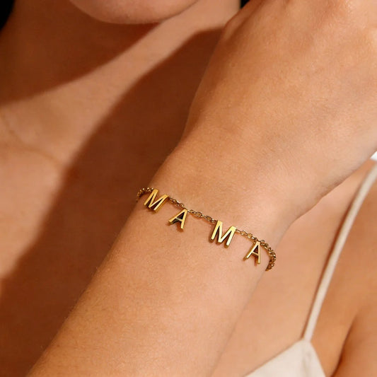 Bracelet Maman Chaîne Lettres - Acier Inoxydable