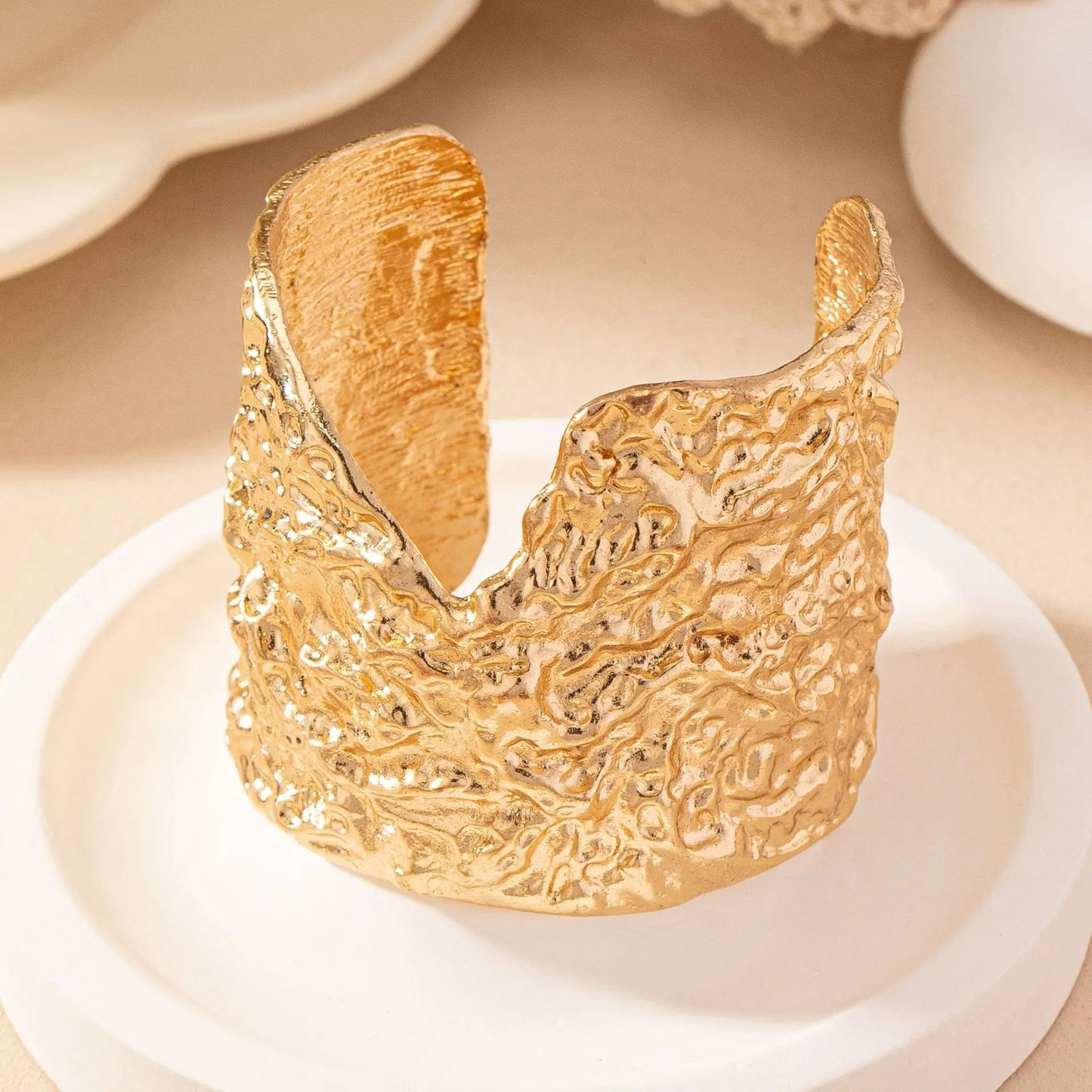 Bracelet Manchette Femme Effet Froissé – Acier Inoxydable
