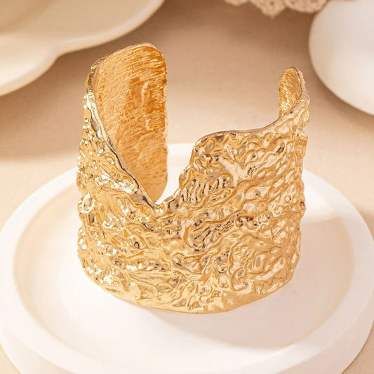 Bracelet Manchette Femme Effet Froissé – Acier Inoxydable