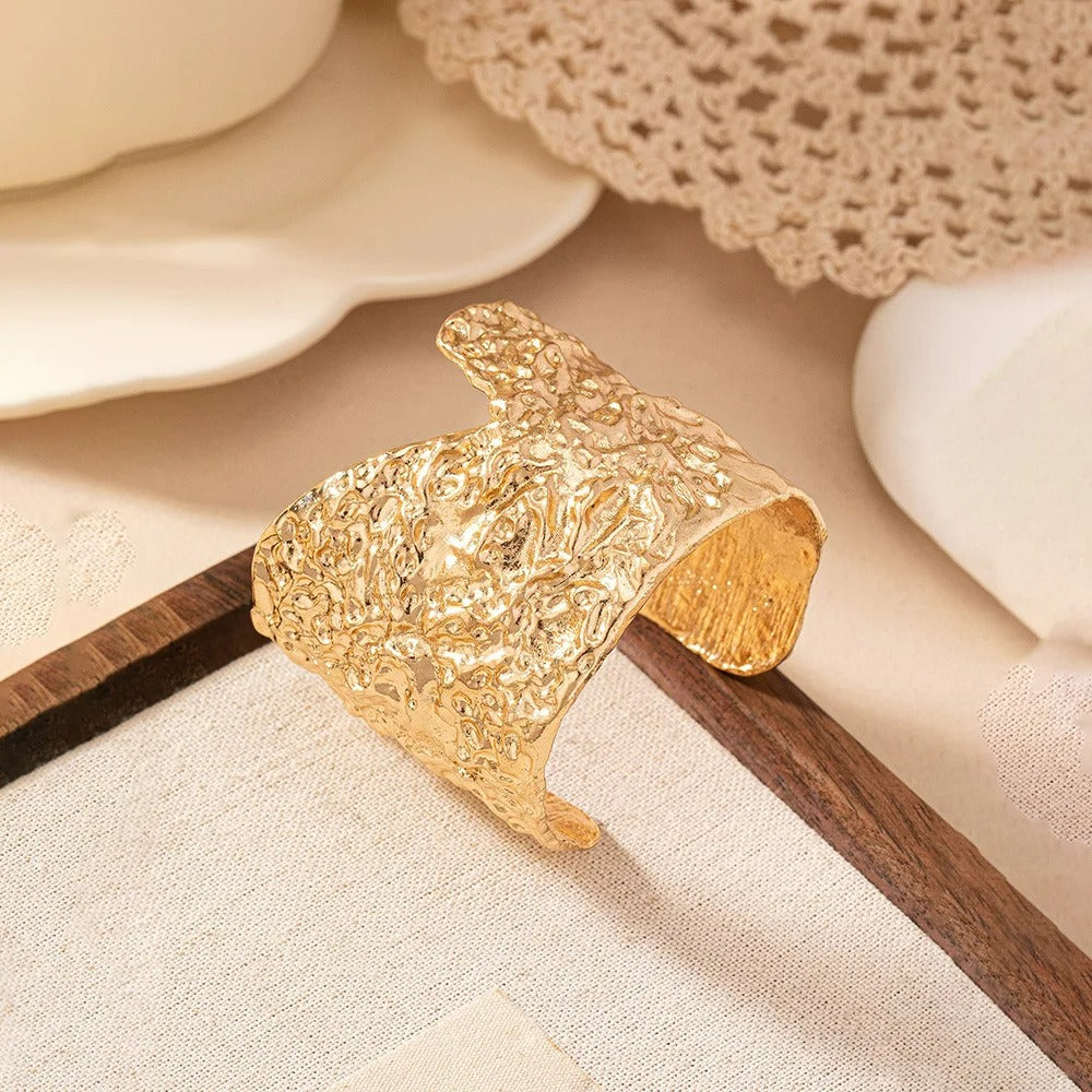 Bracelet Manchette Femme Effet Froissé – Acier Inoxydable