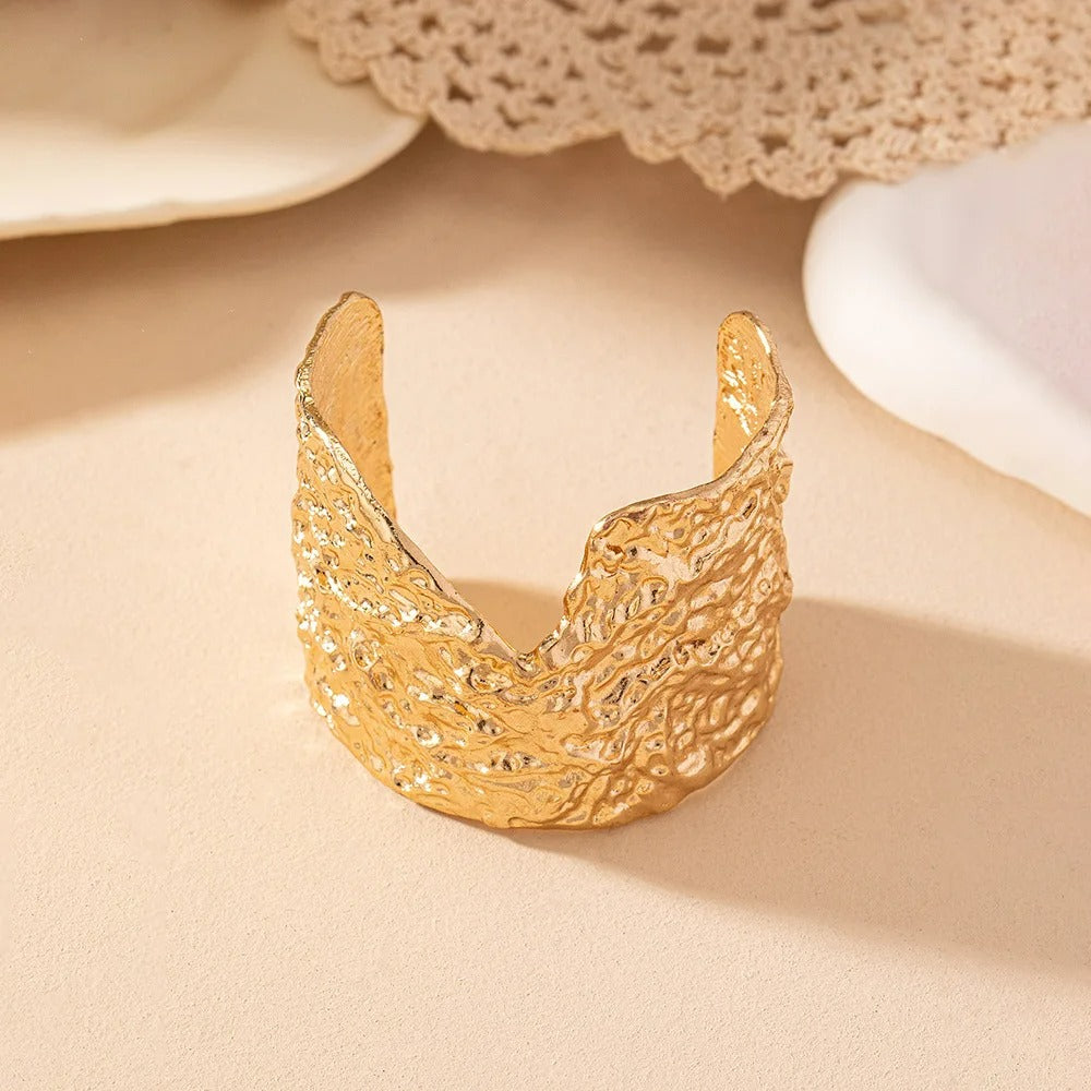 Bracelet Manchette Femme Effet Froissé – Acier Inoxydable