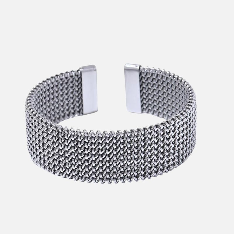 Bracelet Manchette Femme Maille Acier Inoxydable