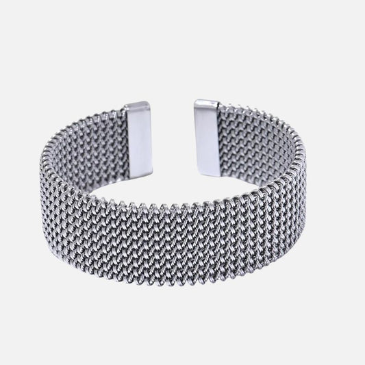 Bracelet Manchette Femme Maille Acier Inoxydable