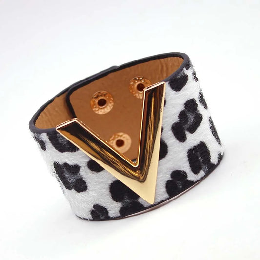 Bracelet Manchette Femme Motif Léopard