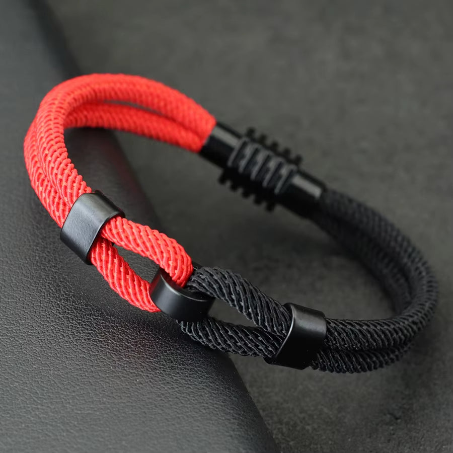 Bracelet Marin en Cordage Bicolore sur fond gris