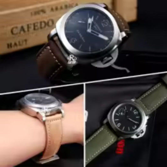 Bracelet Montre Cuir Homme Surpiqué – Acier Inoxydable