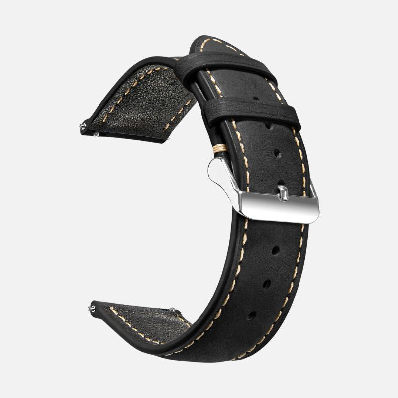 Bracelet Montre Cuir Homme Surpiqûres Boucle Ardillon