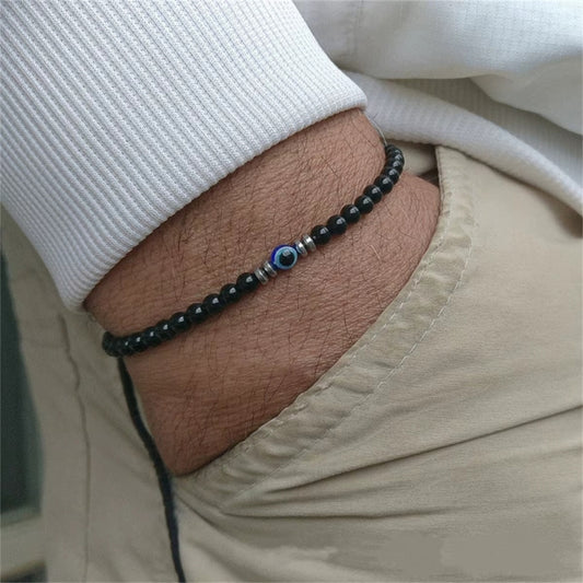 Bracelet Oeil Bleu et Perles en Pierres Naturelles