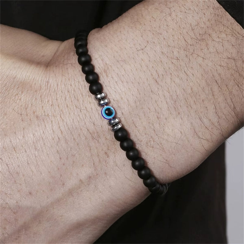 Bracelet Oeil Bleu et Perles en Pierres Naturelles