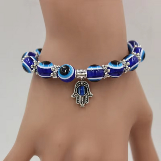 Bracelet Oeil Bleu de Protection en Perle