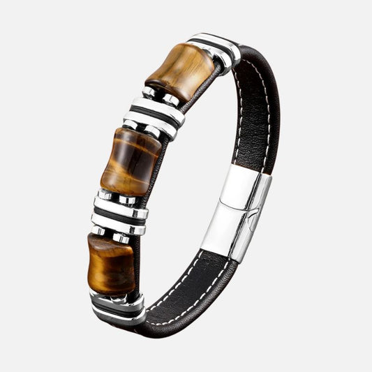 Bracelet Œil de Tigre Homme Force Et Éclat Acier Inoxydable