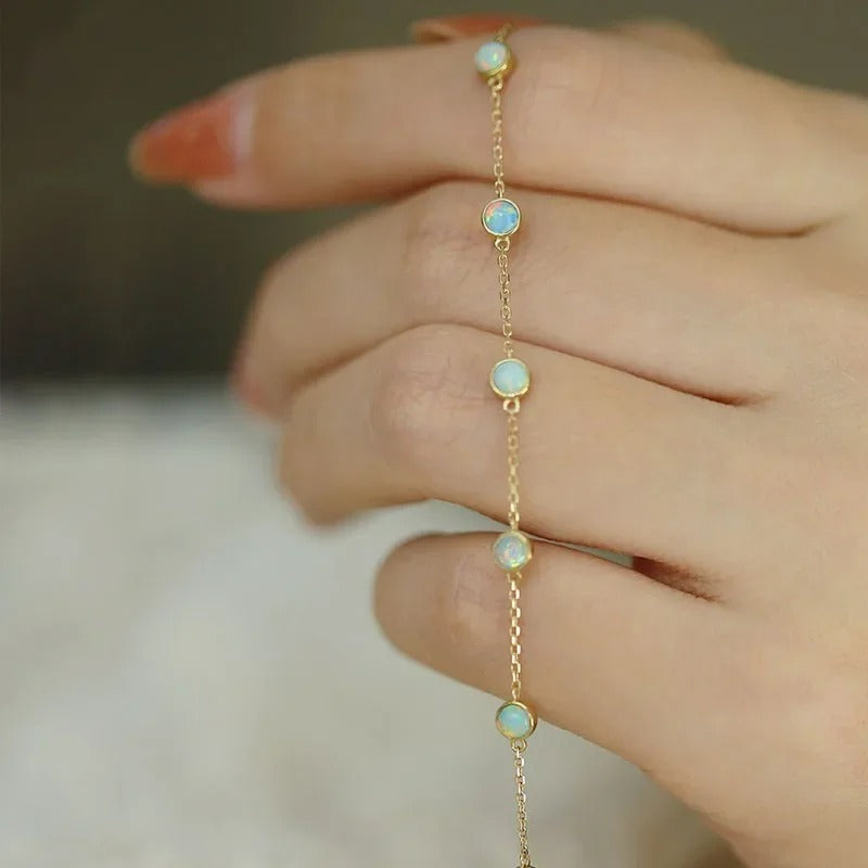 Bracelet Opale Chaîne Fine En Argent