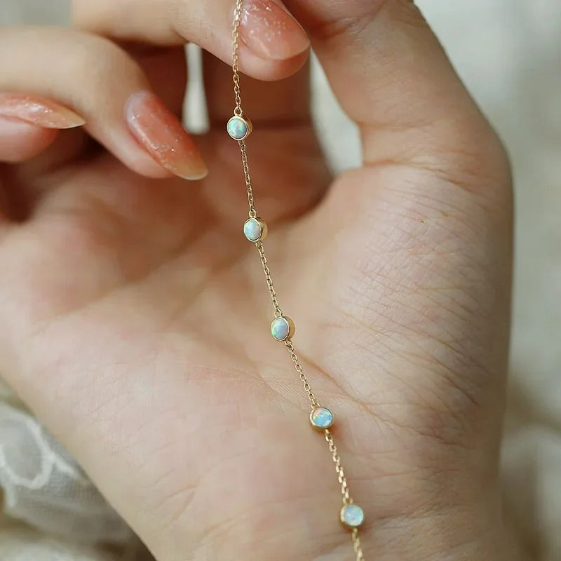 Bracelet Opale Chaîne Fine En Argent