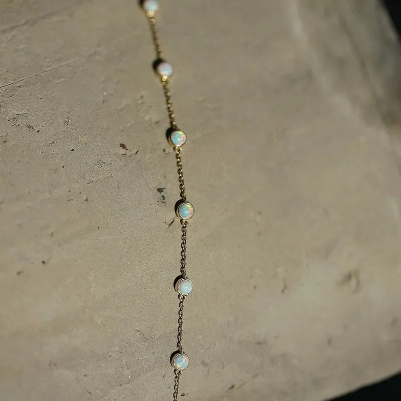 Bracelet Opale Chaîne Fine En Argent