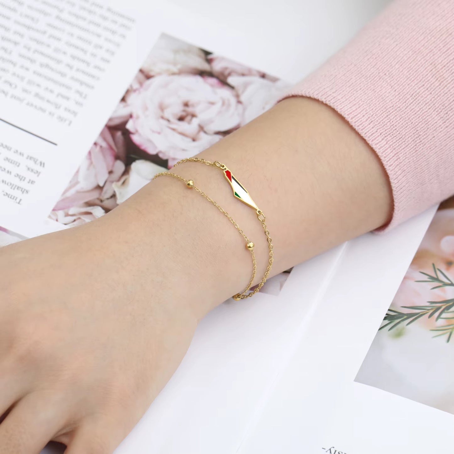 Bracelet Palestine à Double Chaine