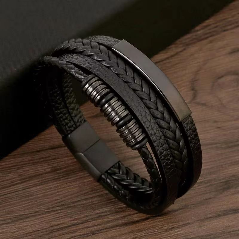 Bracelet Papa en Cuir Tressé