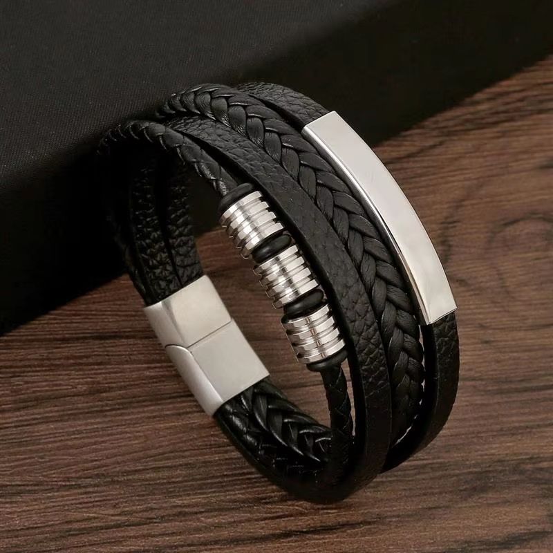 Bracelet Papa en Cuir Tressé