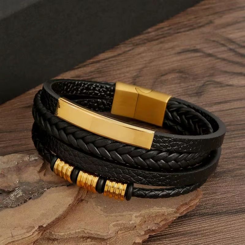 Bracelet Papa en Cuir Tressé