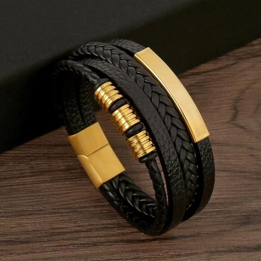 Bracelet Papa en Cuir Tressé
