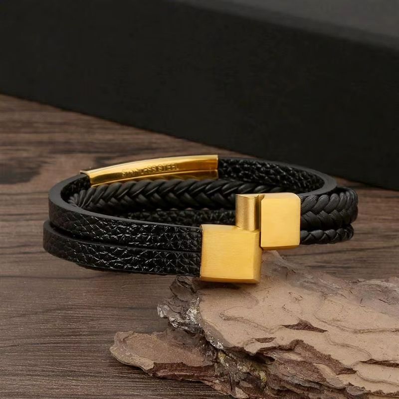 Bracelet Papa en Cuir Tressé