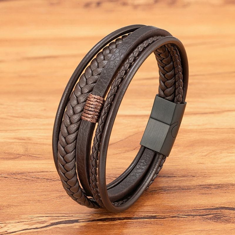 Bracelet Papa Tressé en Cuir