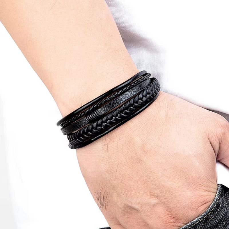 Bracelet Papa Tressé en Cuir