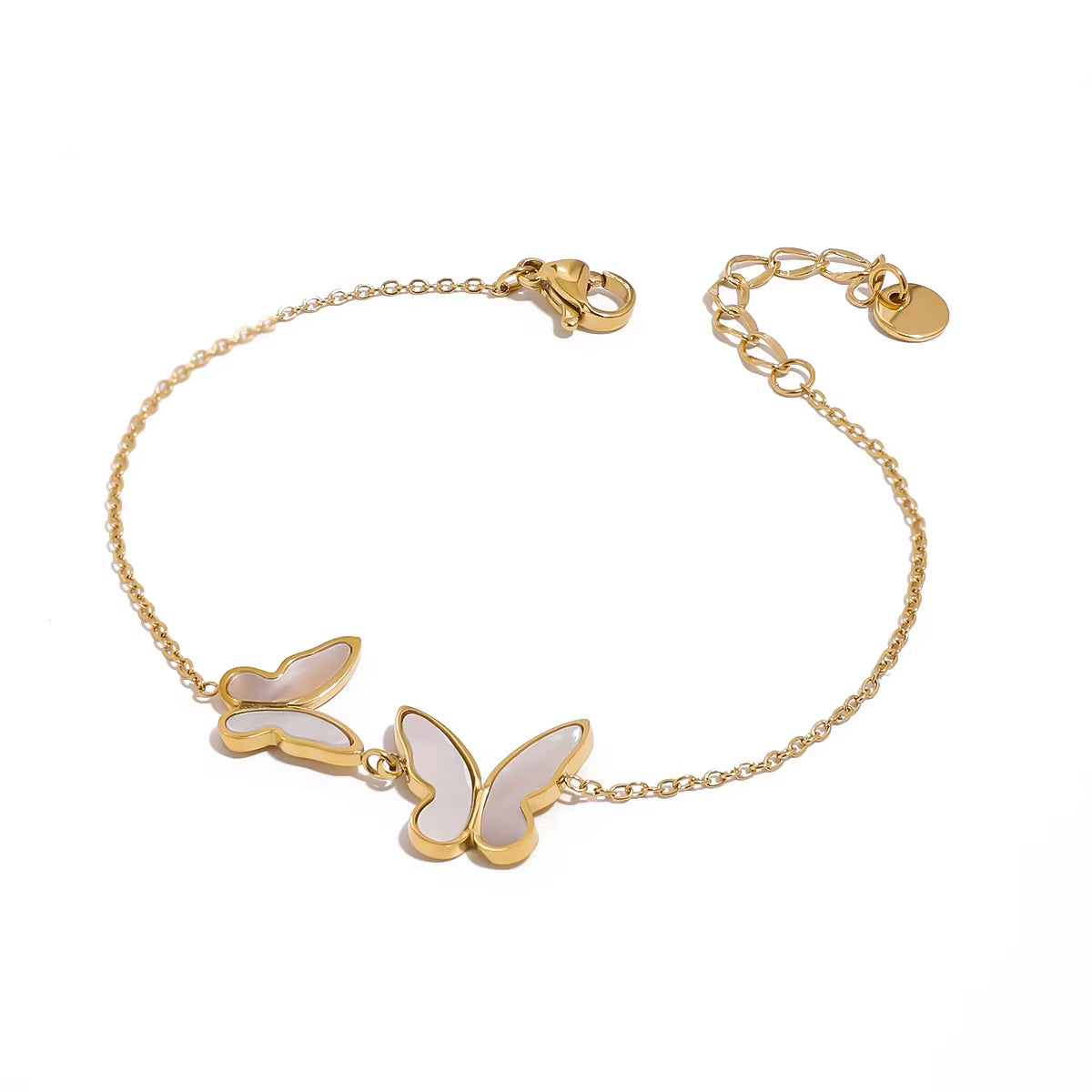 Bracelet Papillon Moderne en Acier Inoxydable sur fond blanc