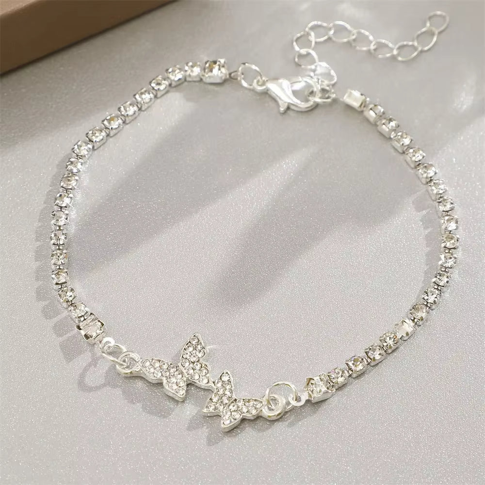 Bracelet Papillon à Strass sur fond gris