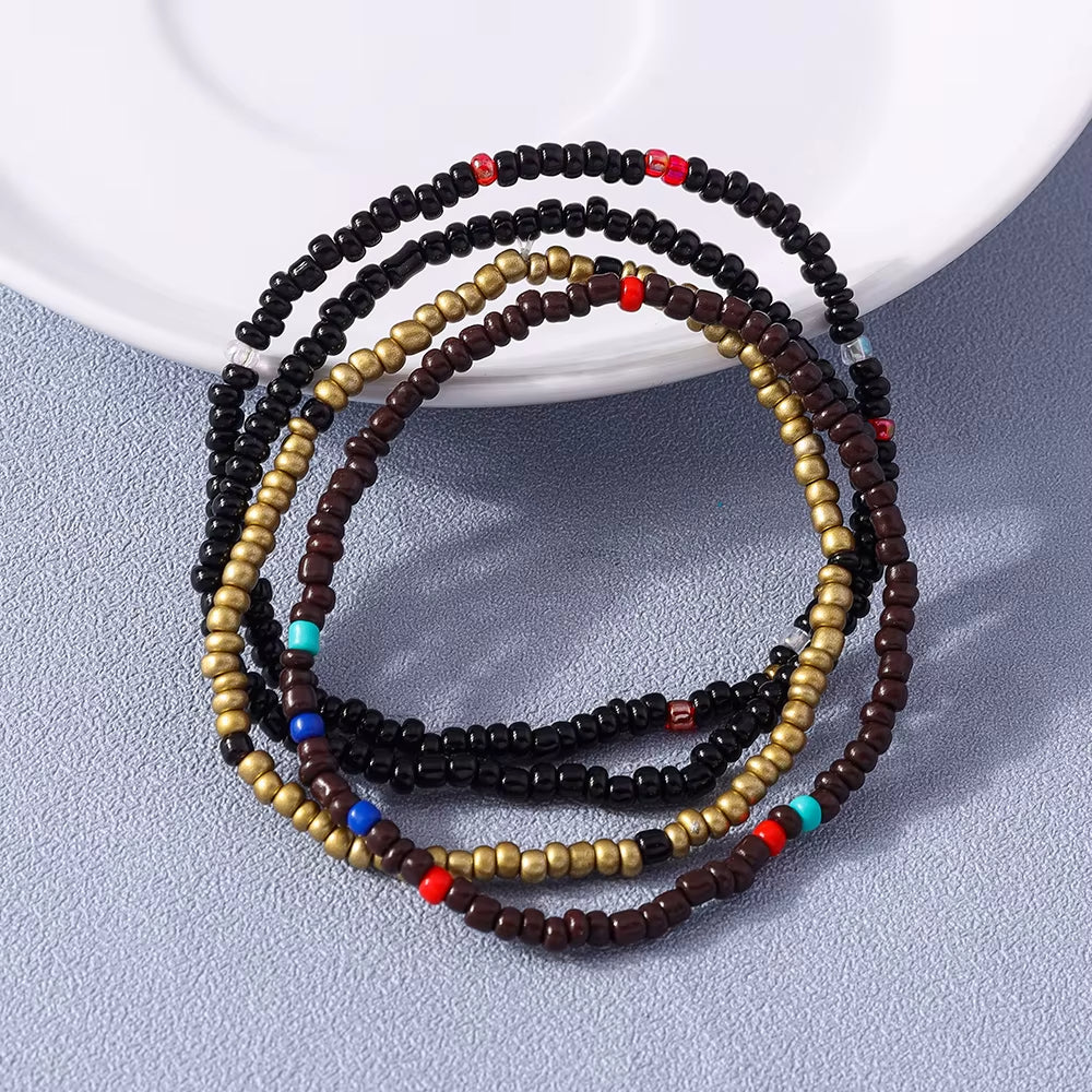 Bracelet Perle de Rocaille Ensemble de 4 sur fond gris