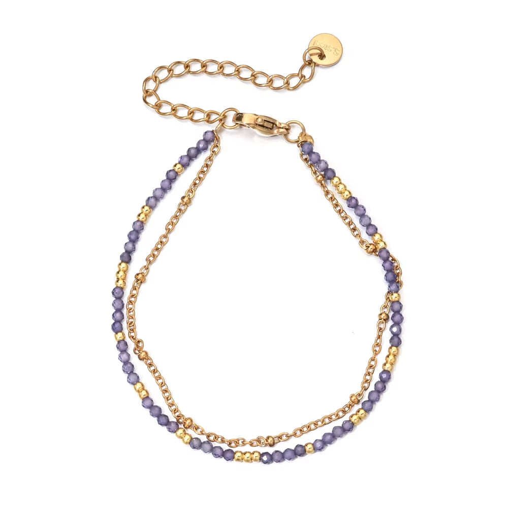 Bracelet Perles Fines en Acier Inoxydable sur fond blanc