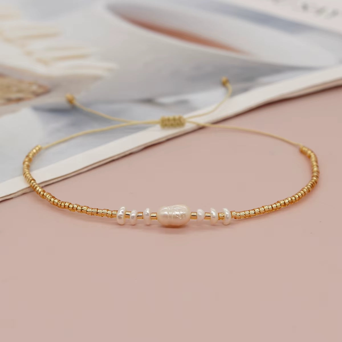 Bracelet Perles Fines Réglable