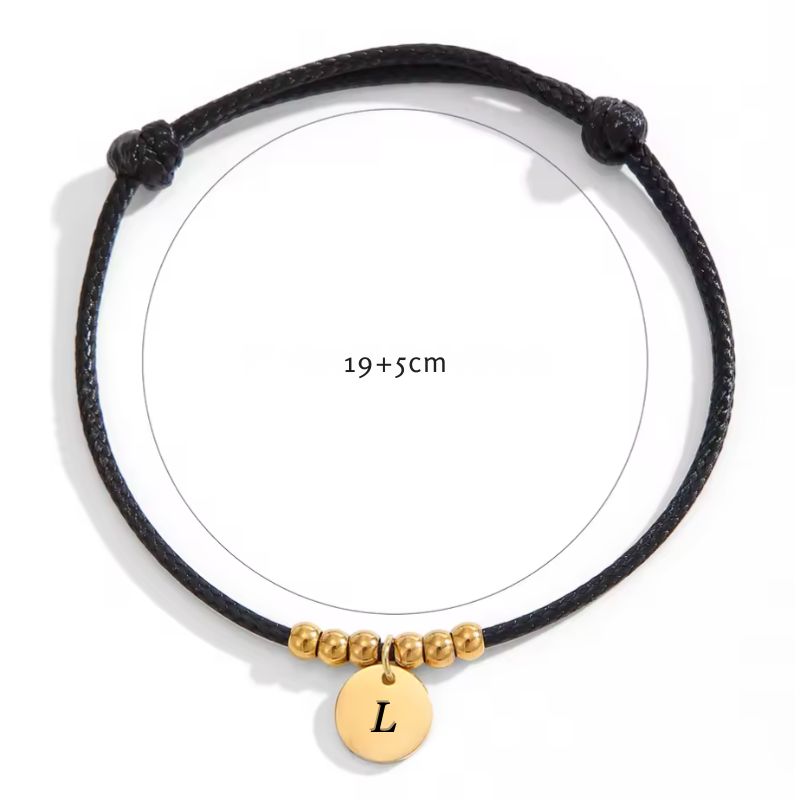 Bracelet Personnalisé Cordon Petit Médaillon Gravé - Acier Inoxydable