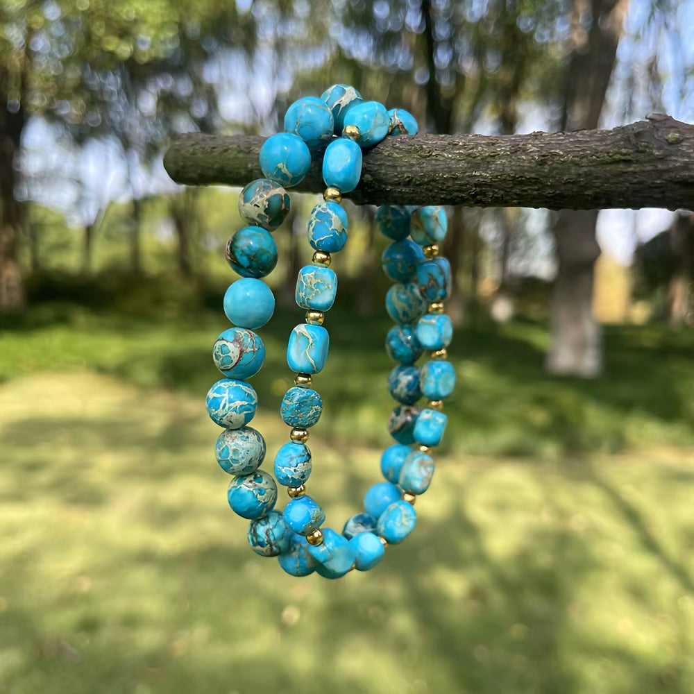 Bracelet Pierre Bleue Ensemble de 2