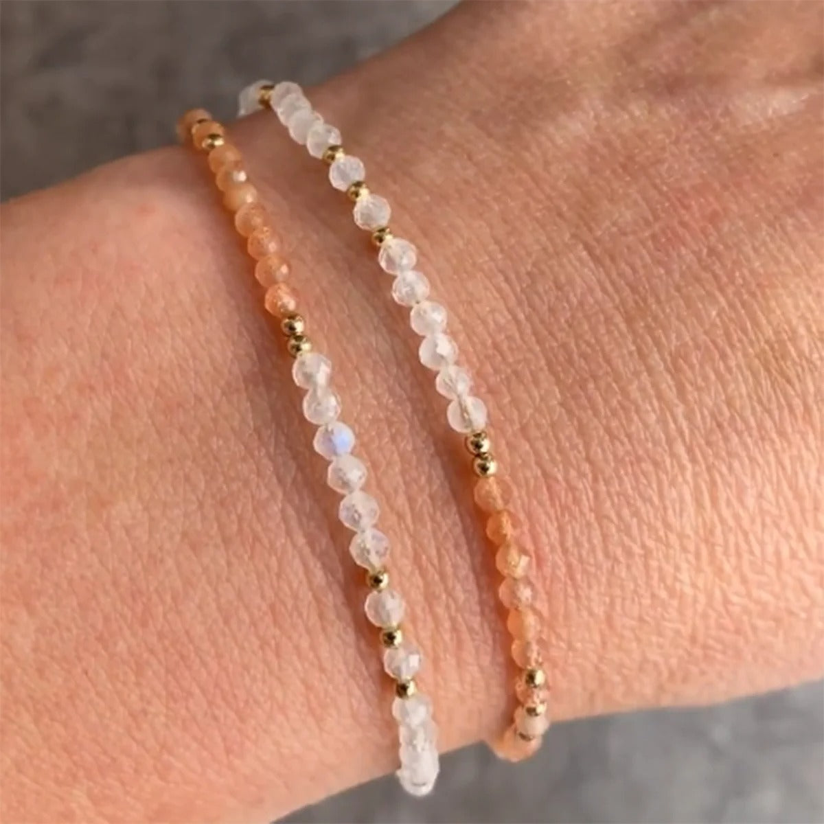 Bracelet Pierre de Lune et Pierre de Soleil