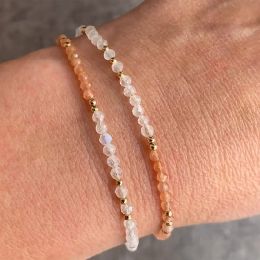 Bracelet Pierre de Lune et Pierre de Soleil