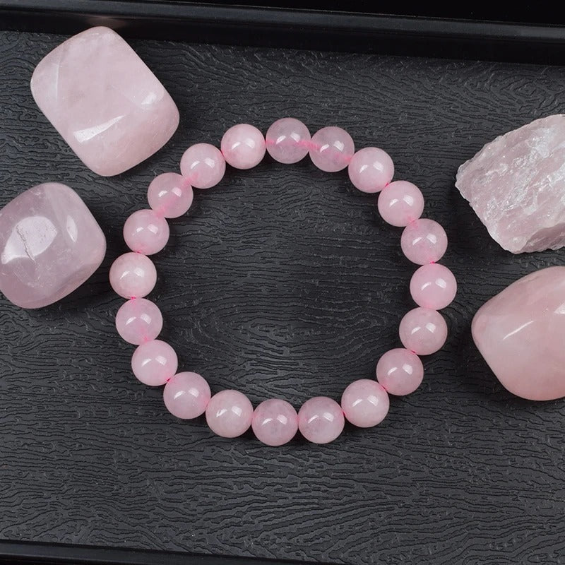 Bracelet Quartz Rose Pierres Rondes