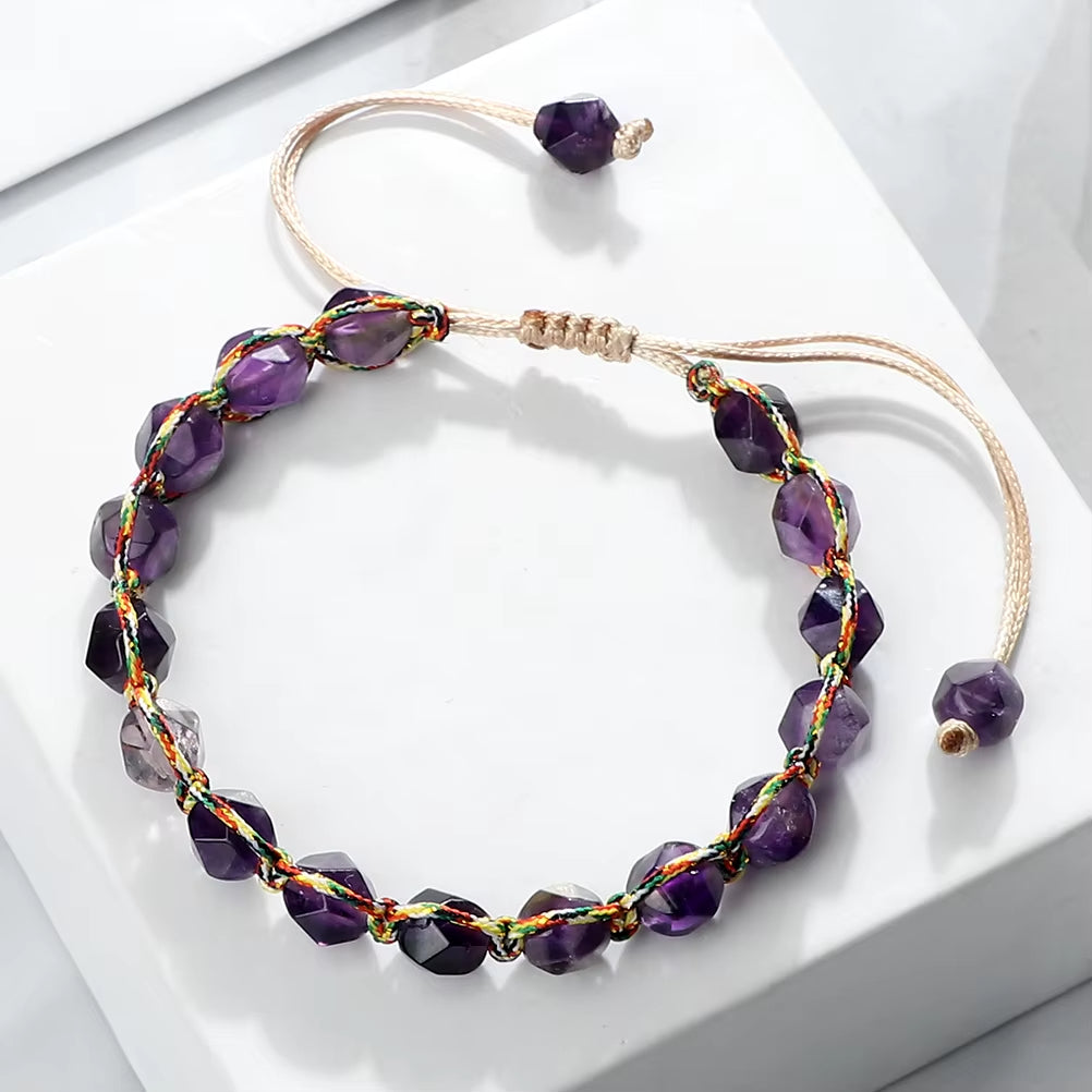 Bracelet Shamballa Bohème en Pierre Naturelle sur fond blanc