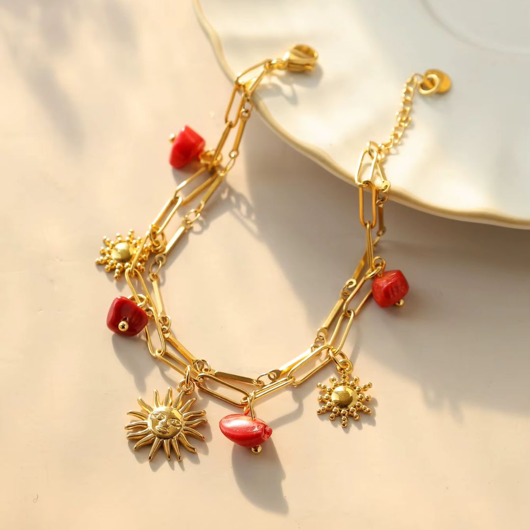 Bracelet Soleil en Pierre et Acier Inoxydable