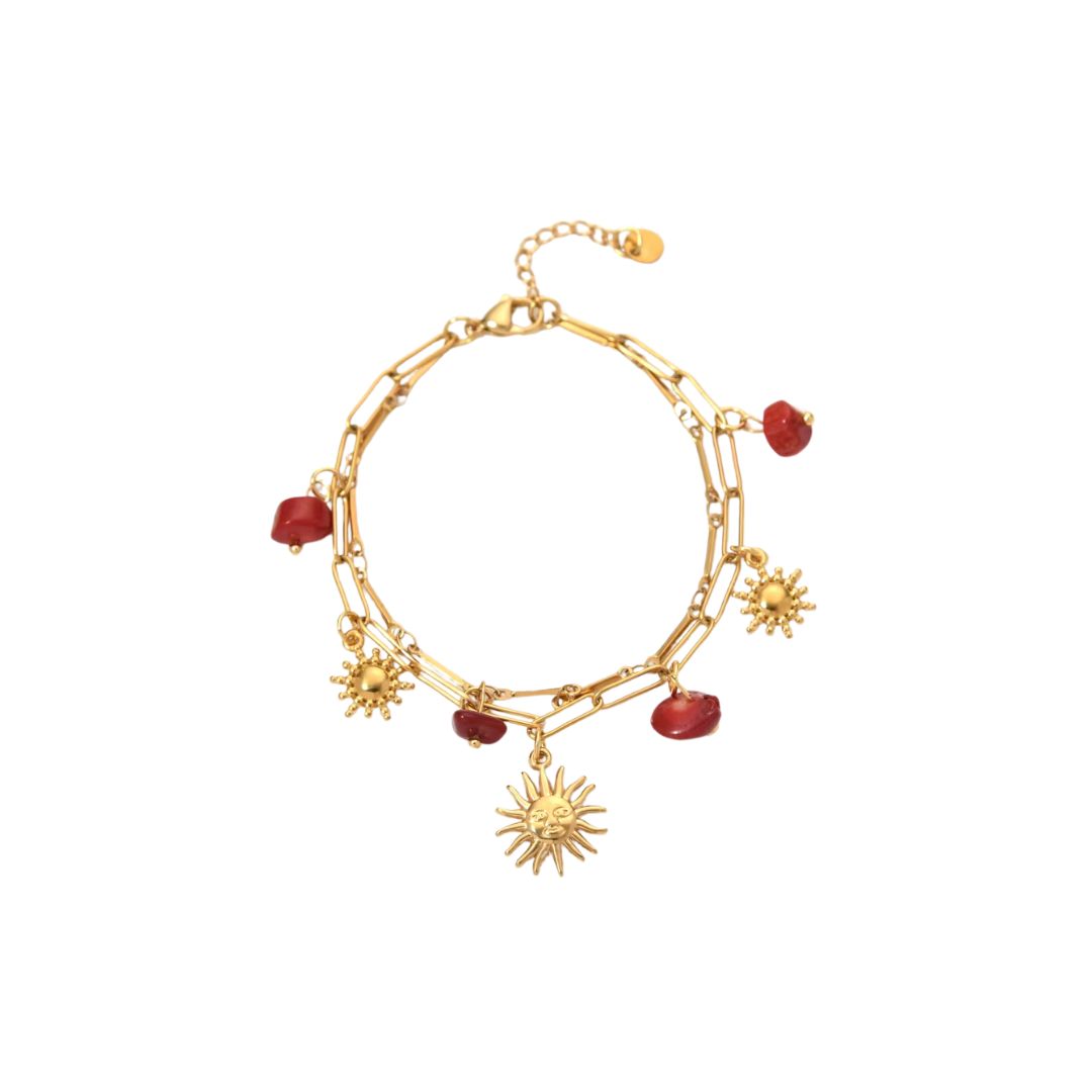 Bracelet Soleil en Pierre et Acier Inoxydable sur fond blanc