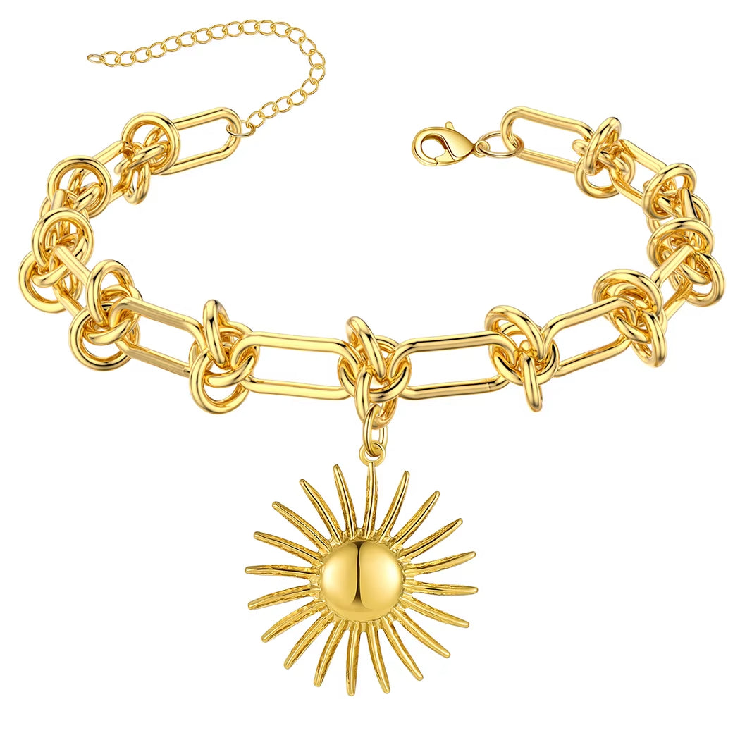 Bracelet Soleil à Trombones en Acier Inoxydable sur fond blanc