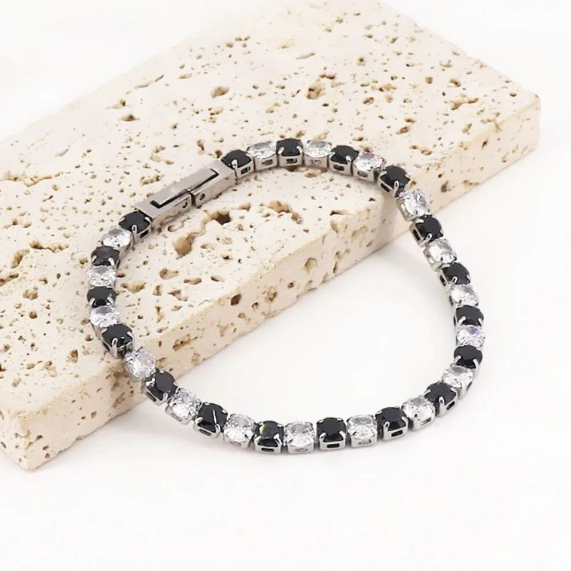 Bracelet Tennis Femme Bicolore