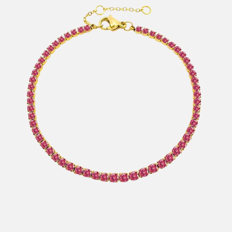 Bracelet Tennis Femme Doré Élégant - Acier Inoxydable